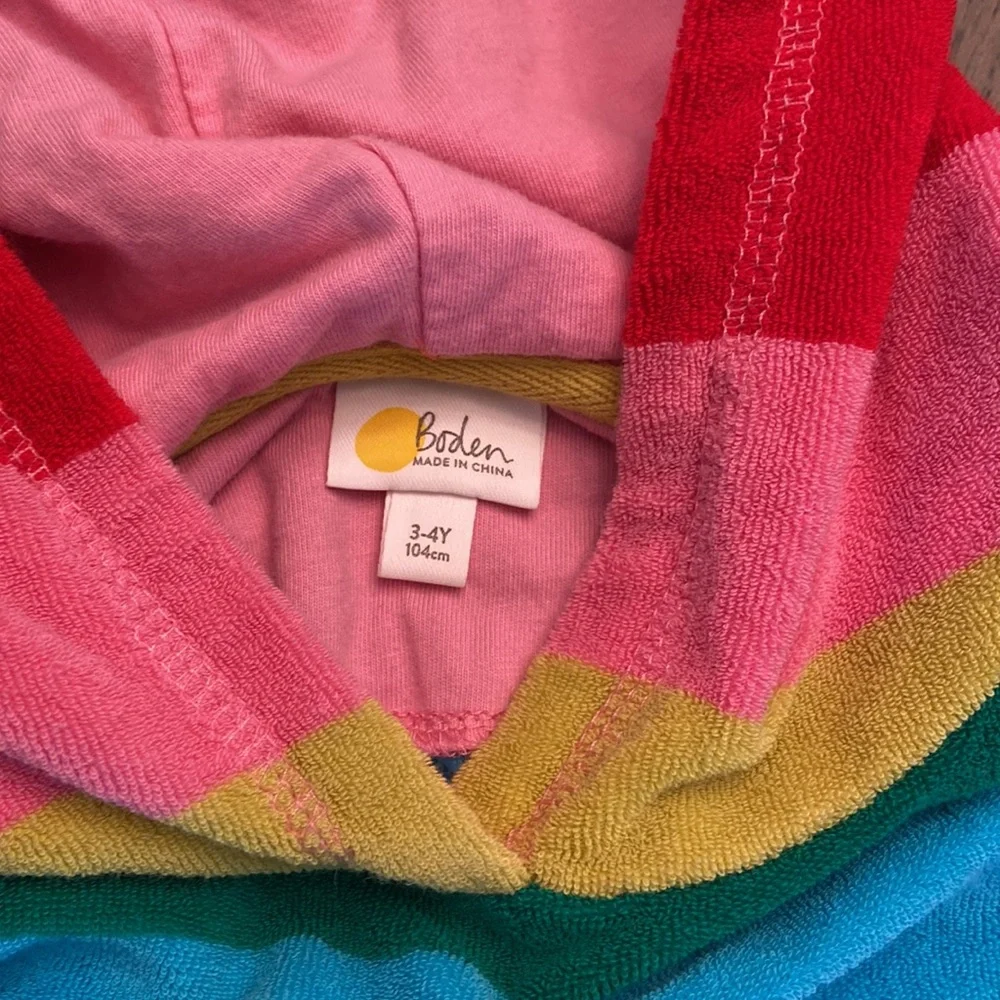 EUC mini boden striped toweling cover up